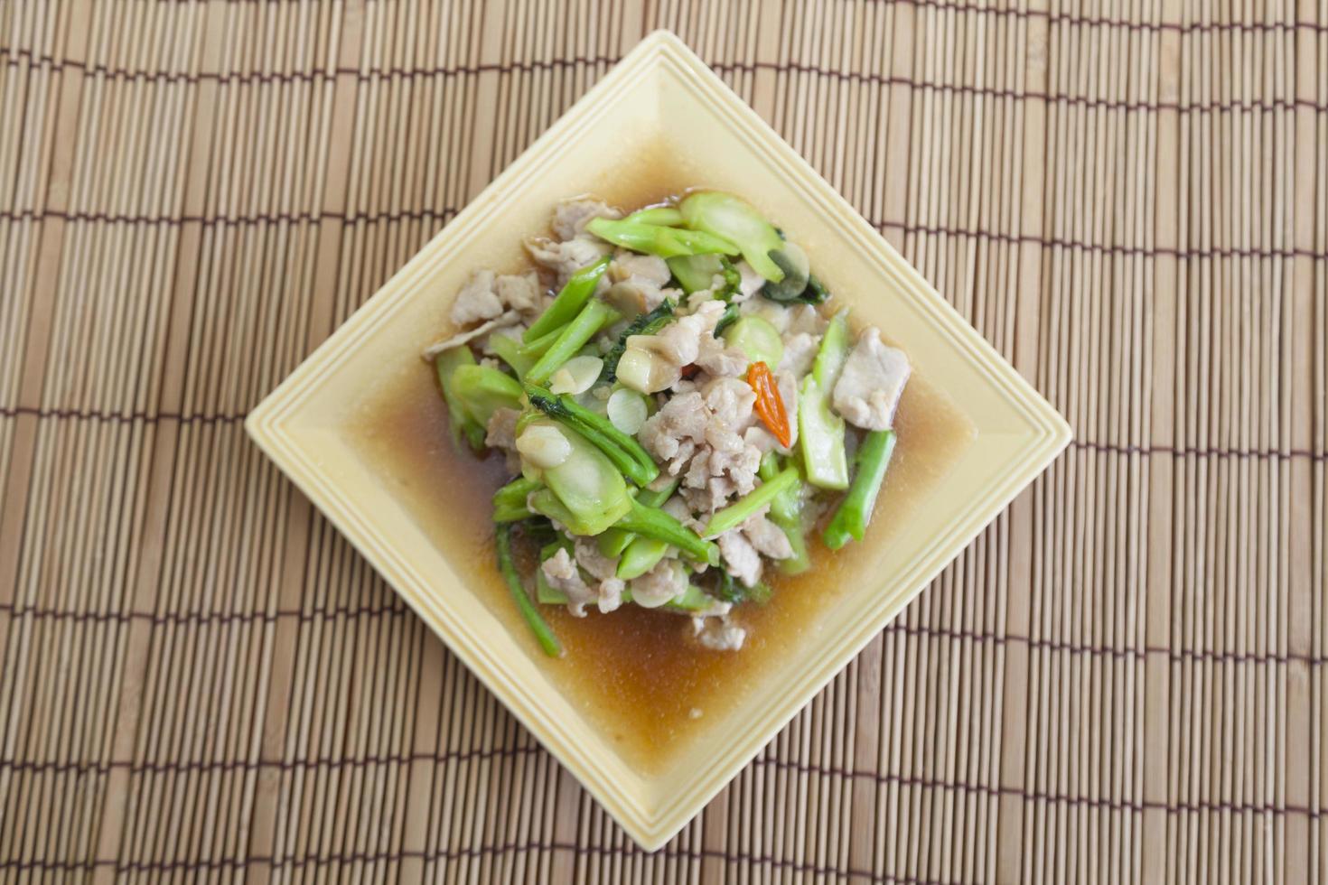 Fried pork with vegetable photo