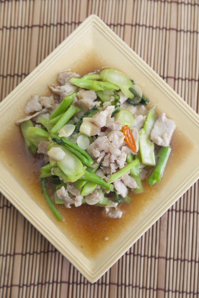 Fried pork with vegetable photo