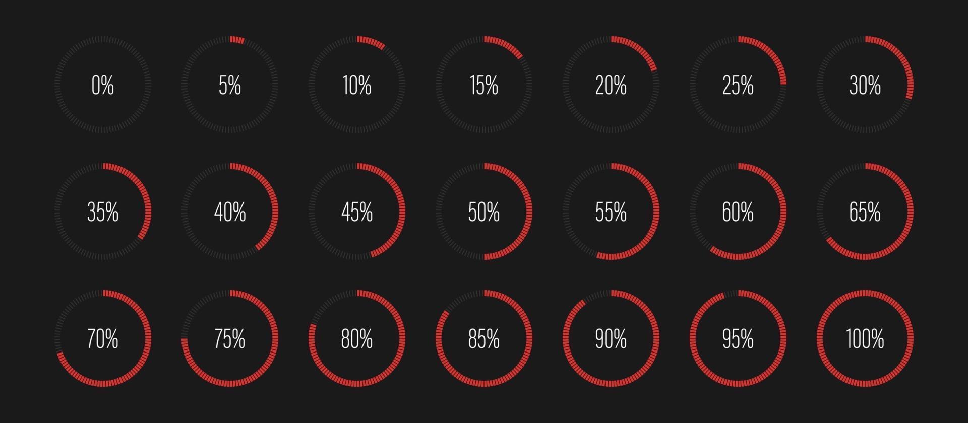 Set of circle percentage diagrams vector illustration