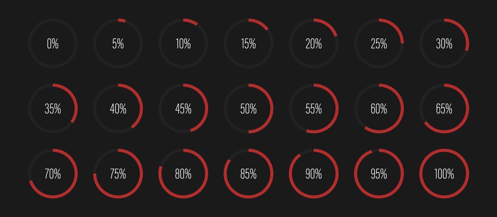 Set of circle percentage diagrams vector illustration