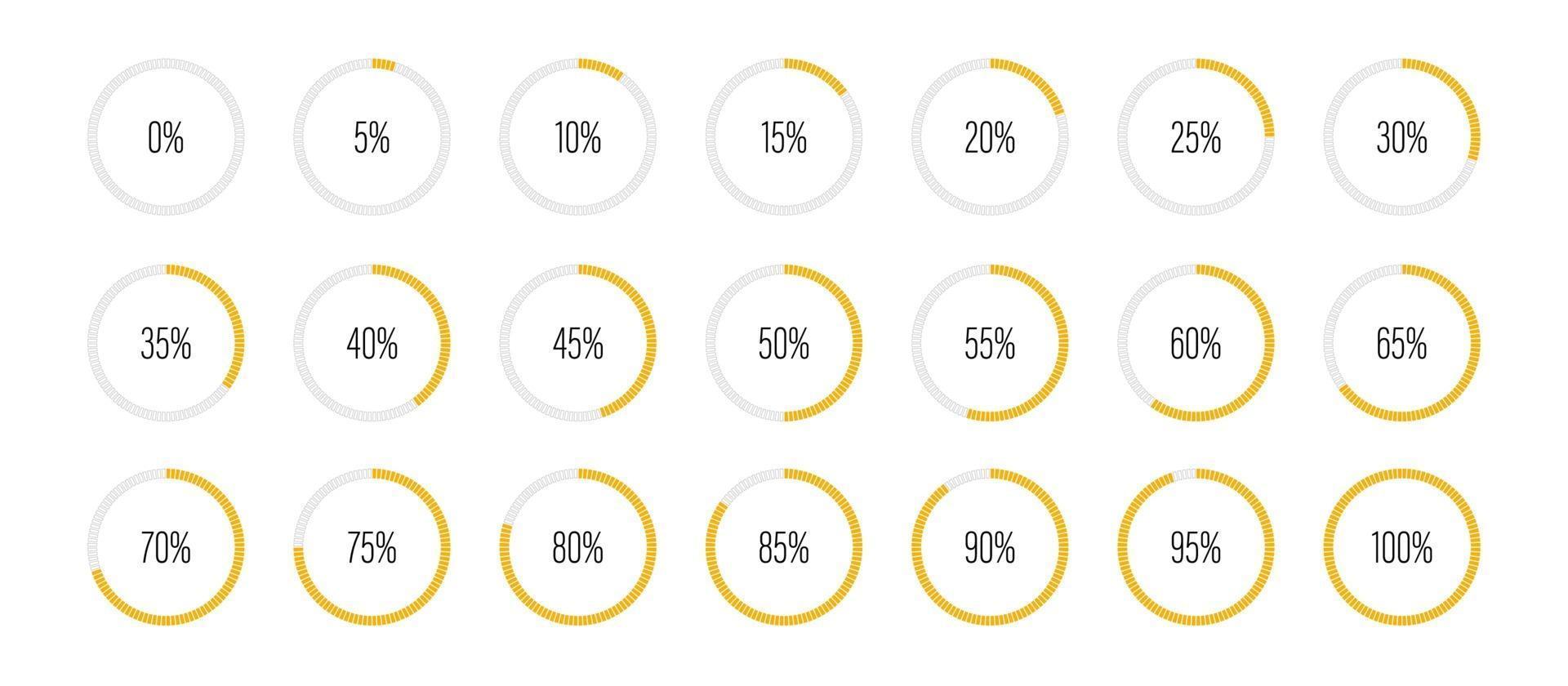 Set of circle percentage diagrams vector illustration