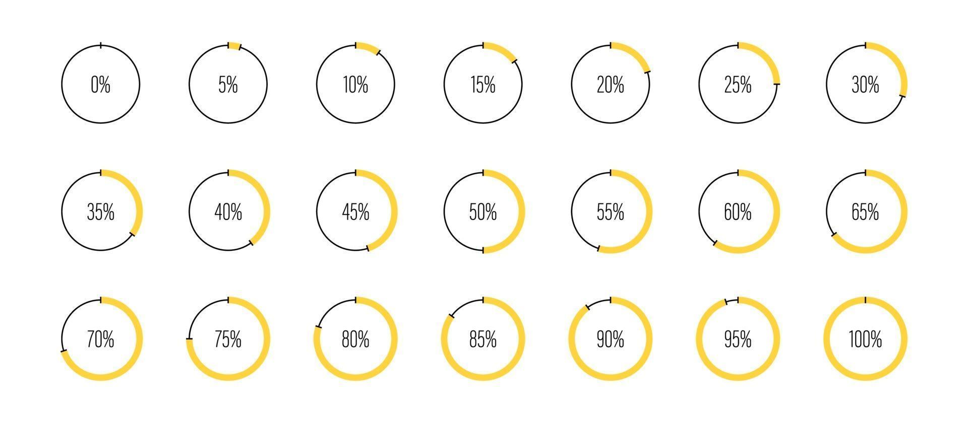 Set of circle percentage diagrams vector illustration