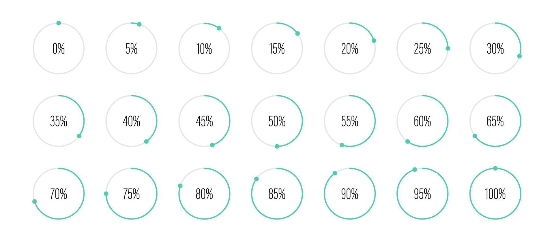 Set of circle percentage diagrams vector illustration