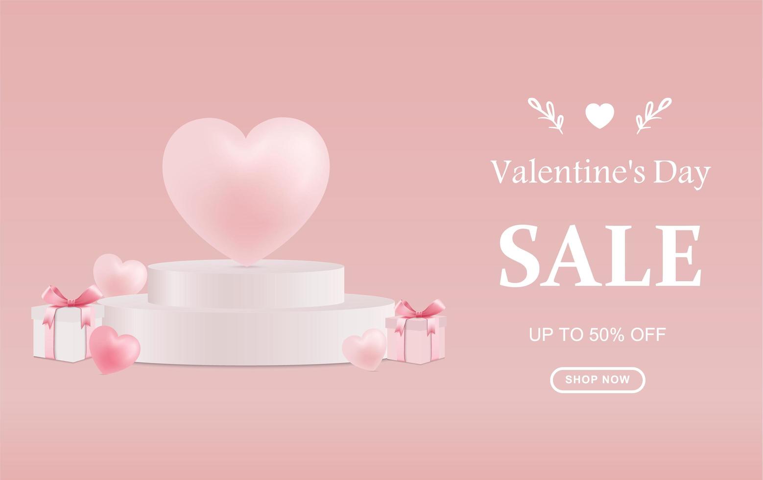 Valentines Day Sale Template, Happy Valentines day product stand vector