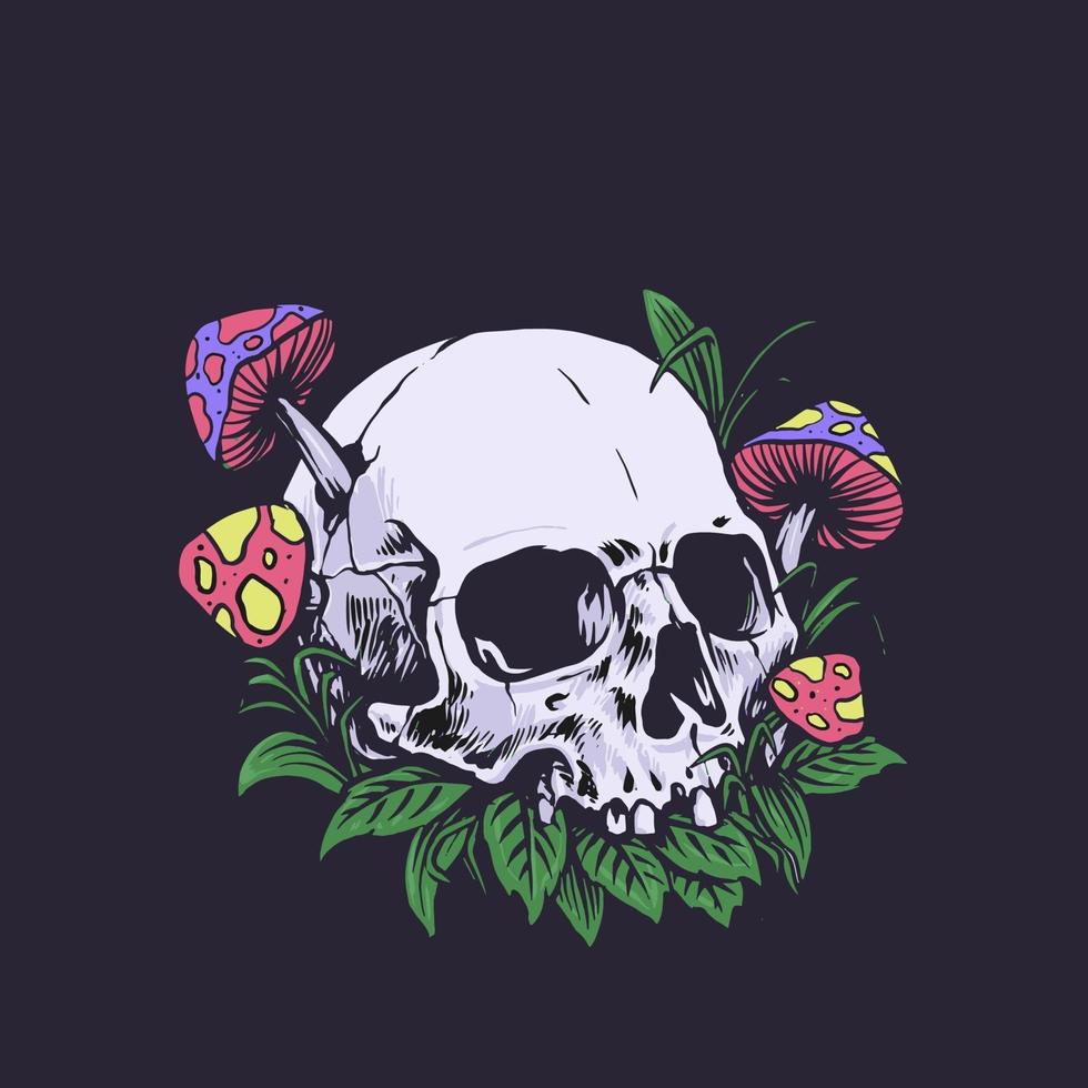 Abandoned skull, dark floral nature design vector