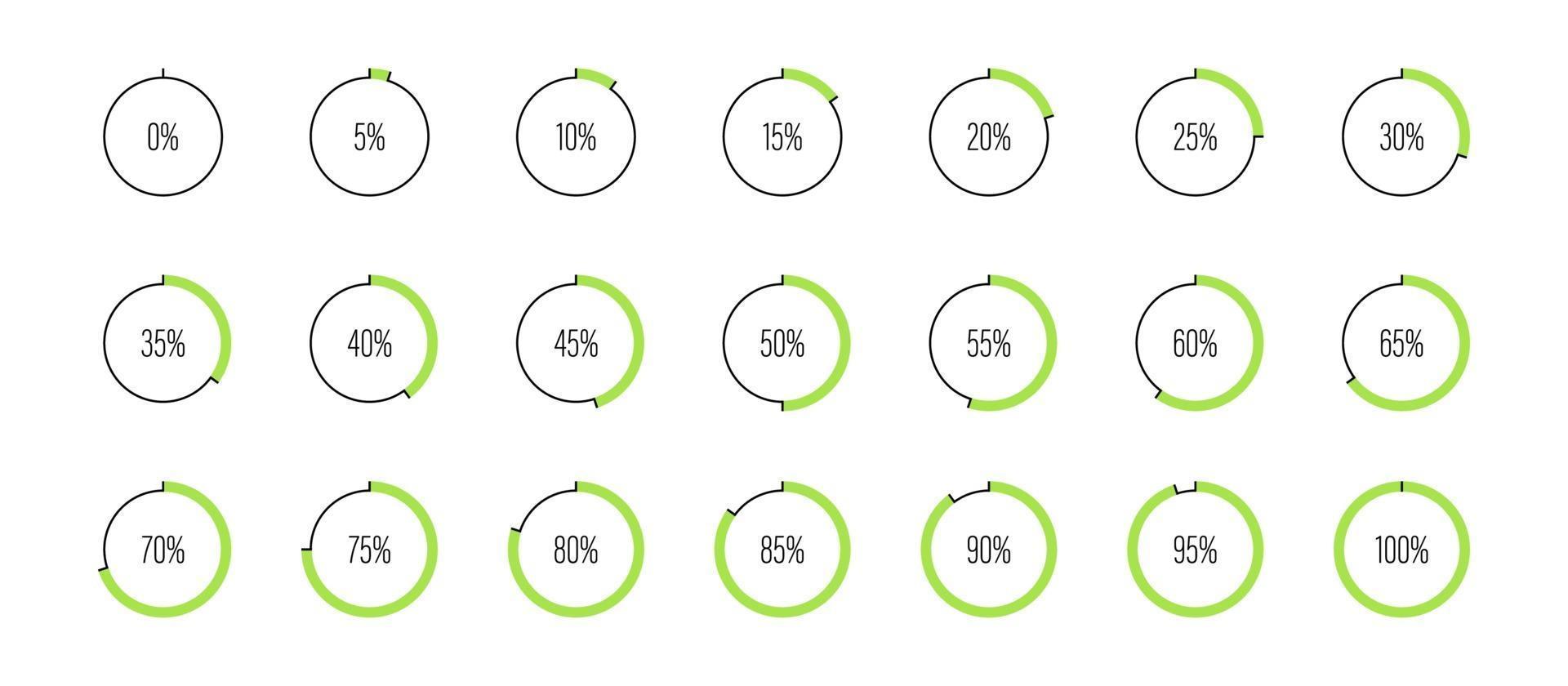 Set of circle percentage diagrams vector illustration