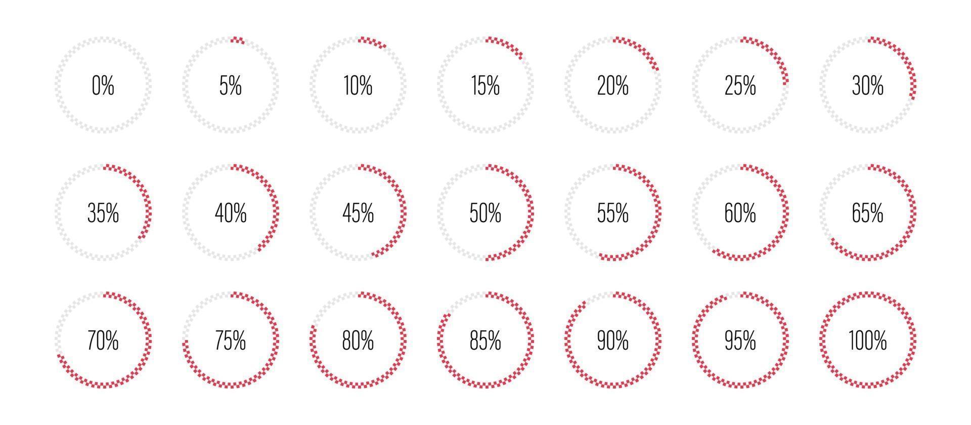 Conjunto de diagramas de porcentaje de círculo ilustración vectorial vector