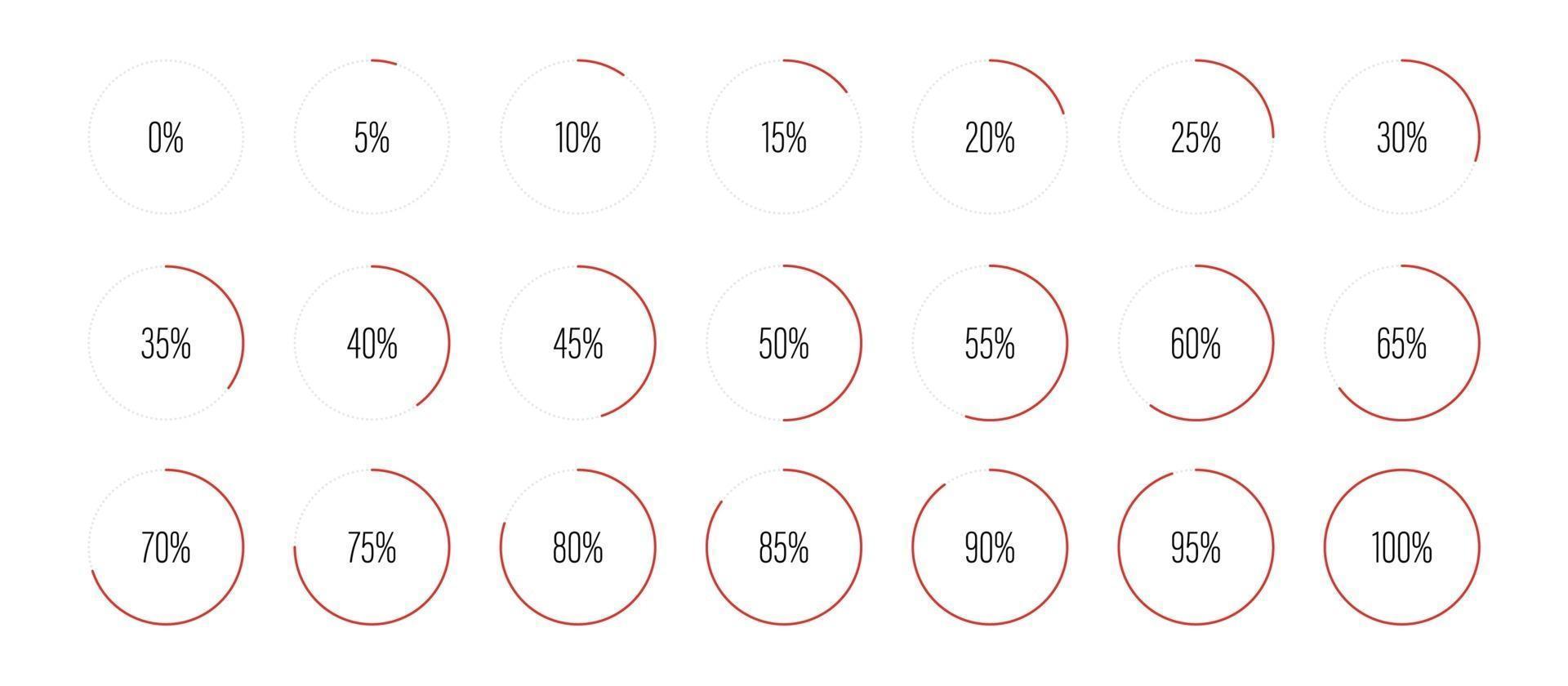 Set of circle percentage diagrams vector illustration