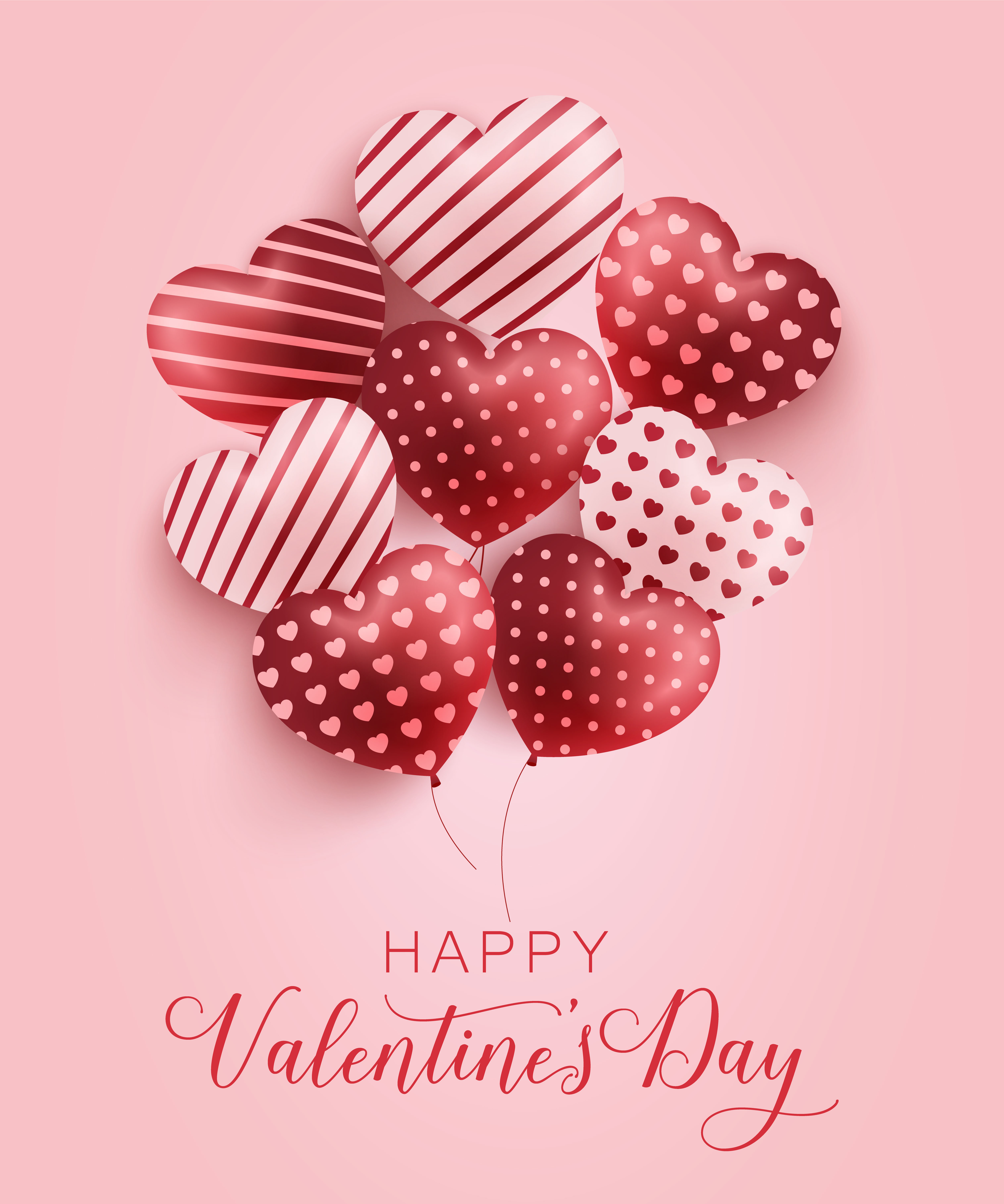 Happy Valentine's Day Wallpaper 4K, Red hearts