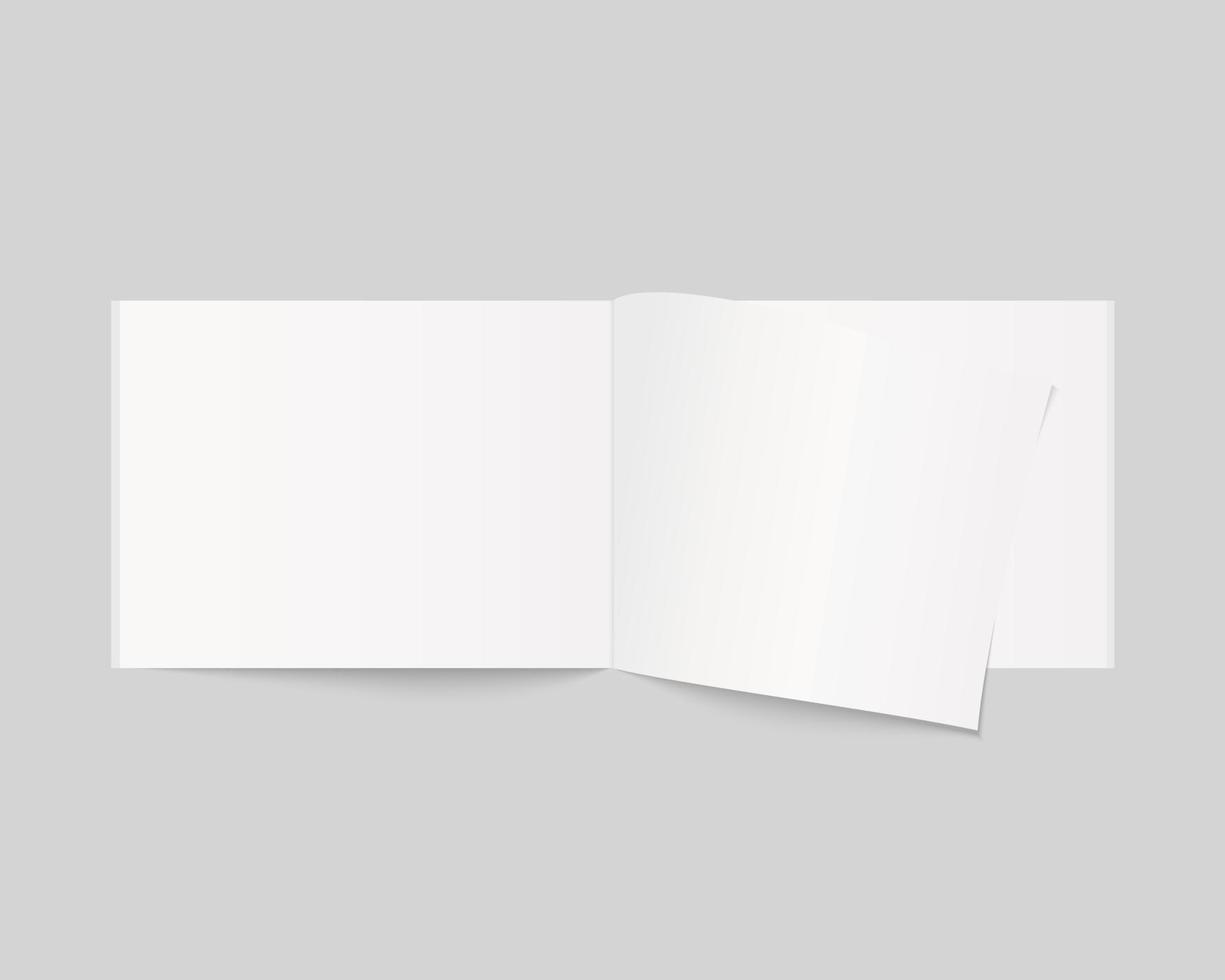 Blank open book, magazine and notebook mockup with soft shadow. Mockup vector isolated. Template design. Realistic vector illustration.