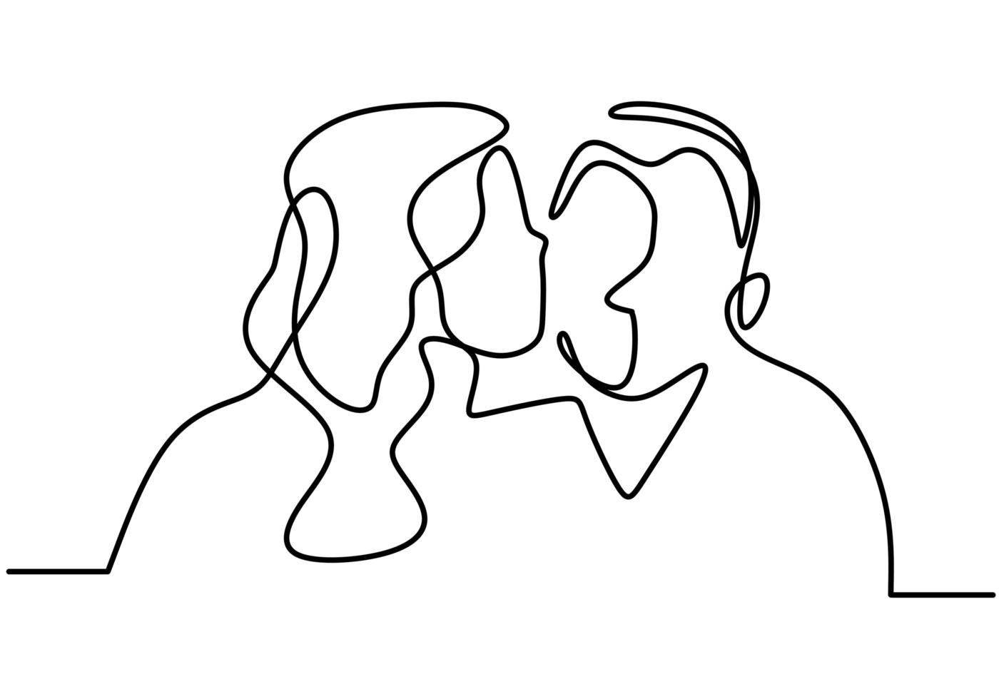 Couple minimalism. One line man and woman kissing. vector