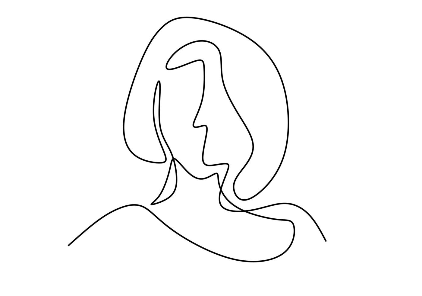 One continuous single drawn line art beautiful woman. vector