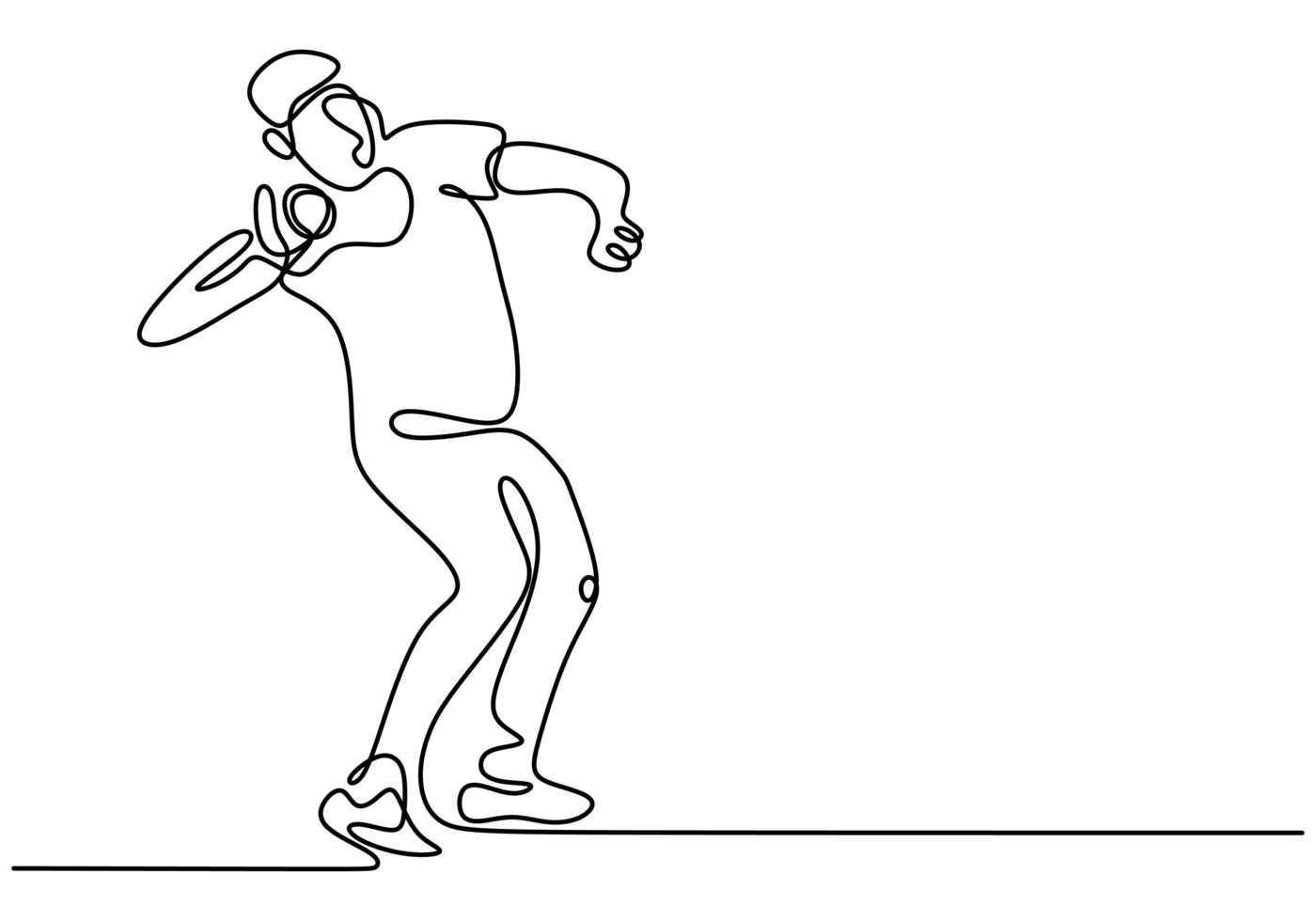 Continuous line drawing of athlete shot disc throwing sports, minimalism concept vector illustration.