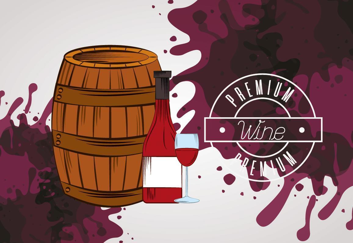wine house poster with barrel and bottle vector