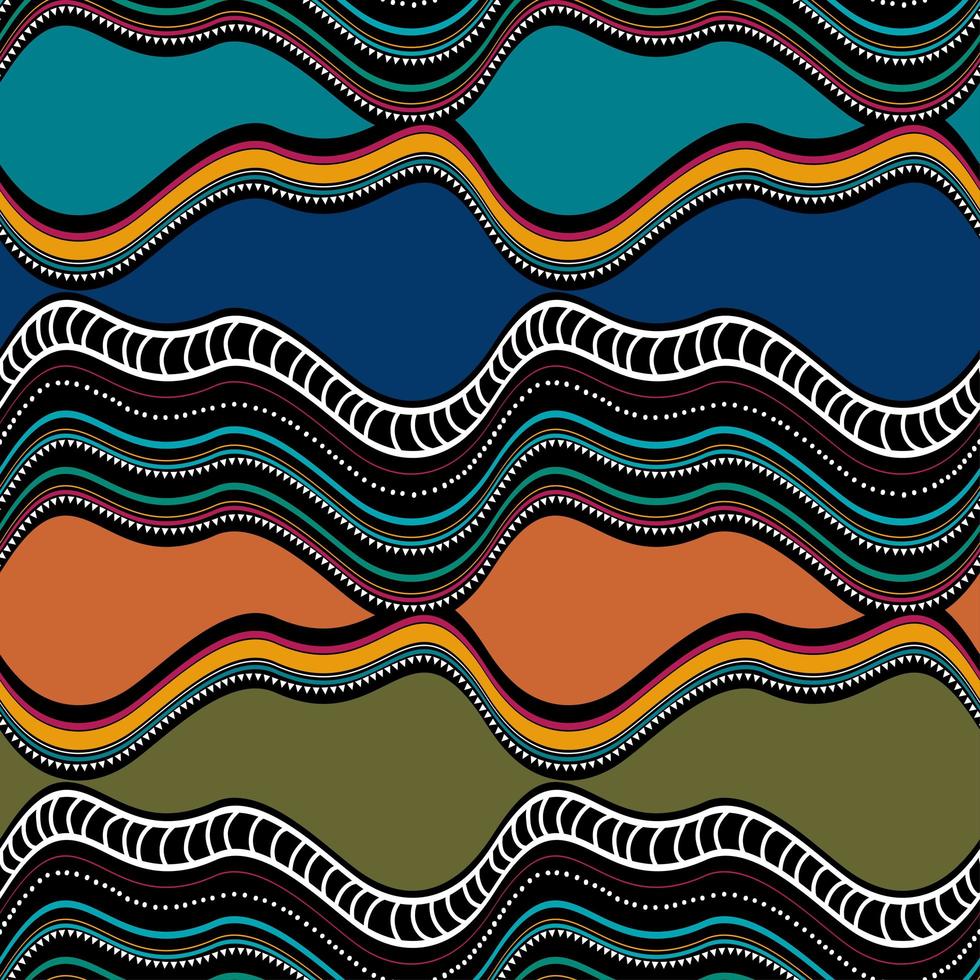 Hand drawn waves abstract seamless pattern. vector