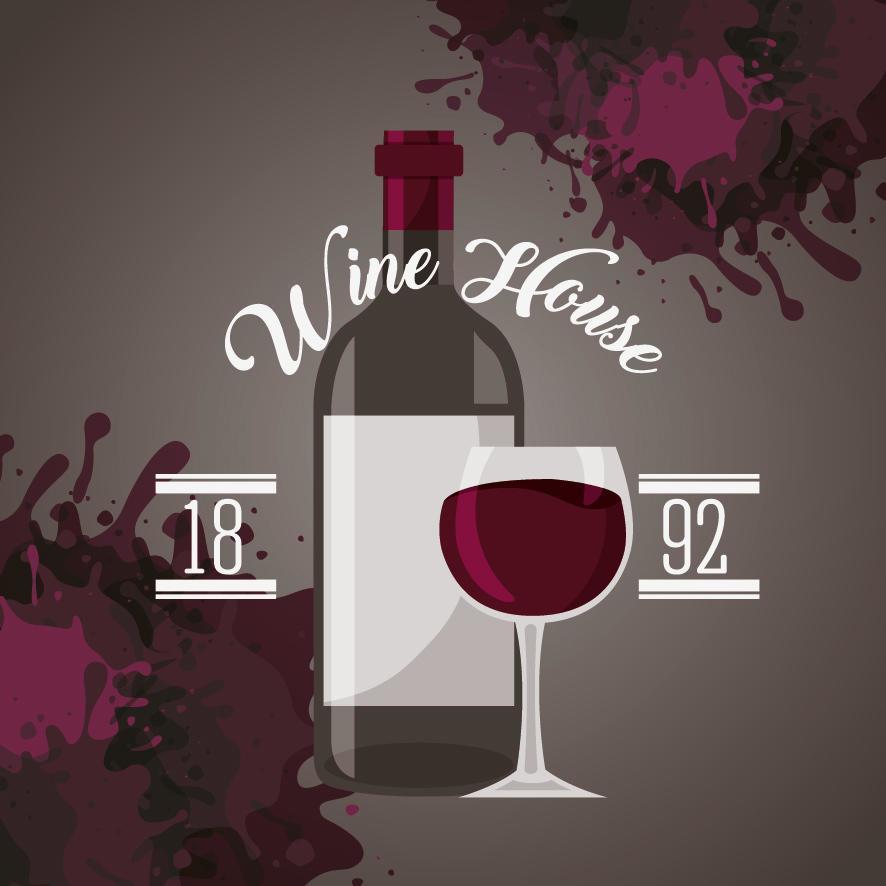 wine house poster with bottle vector