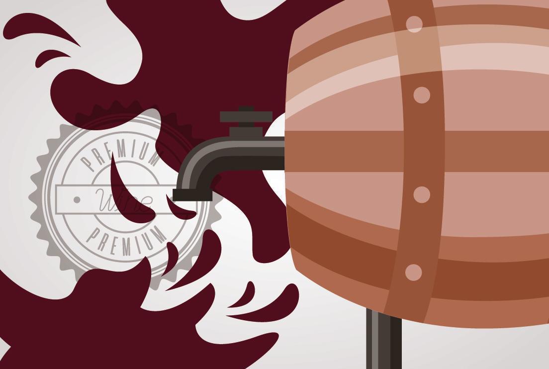 wine house poster with barrel vector