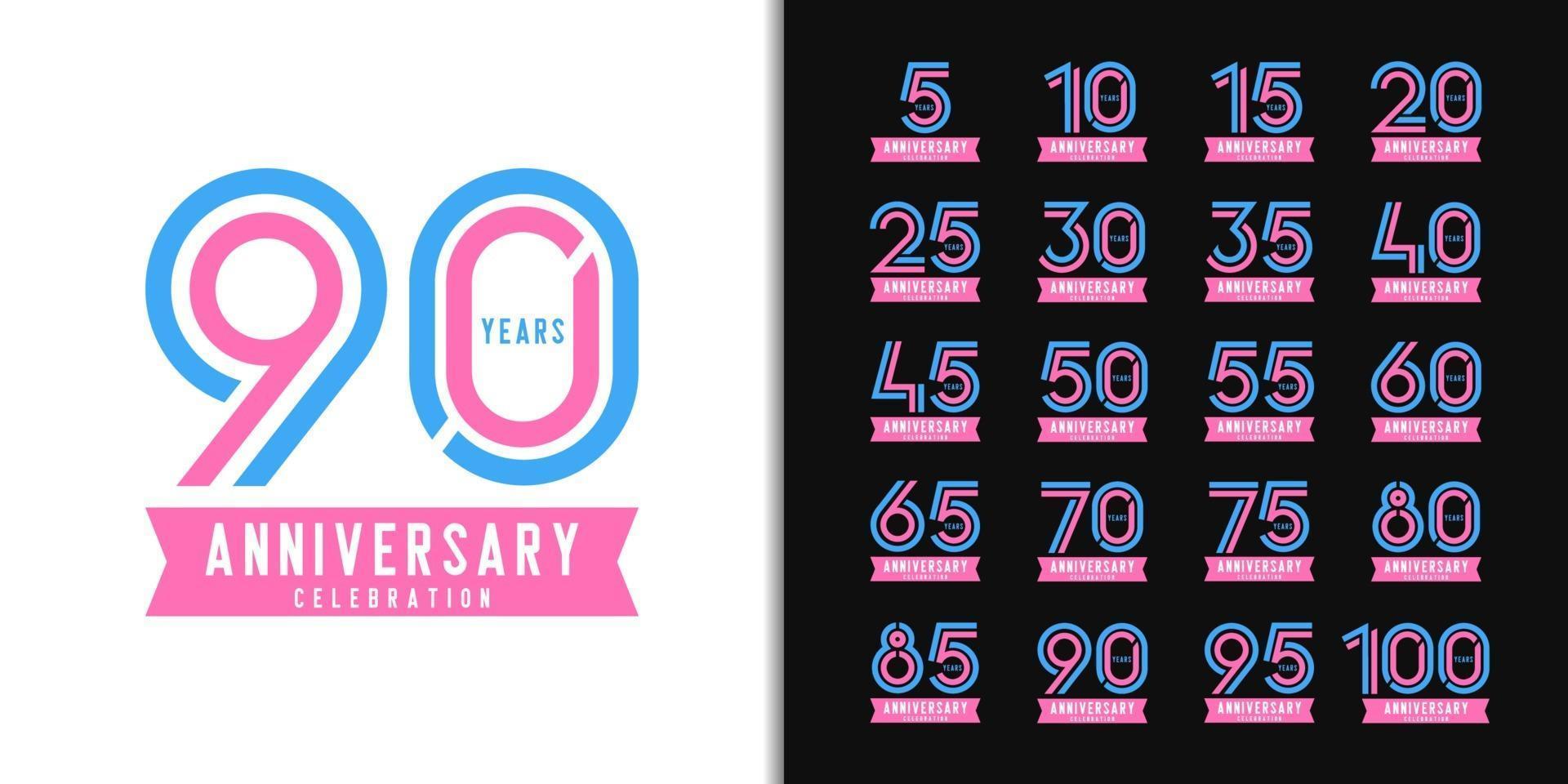 Set of anniversary logotype vector