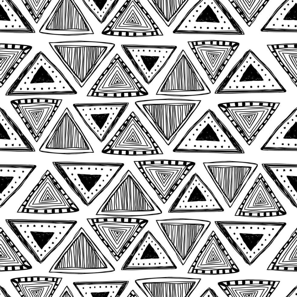 Triangle hand drawn ethnic seamless pattern. vector