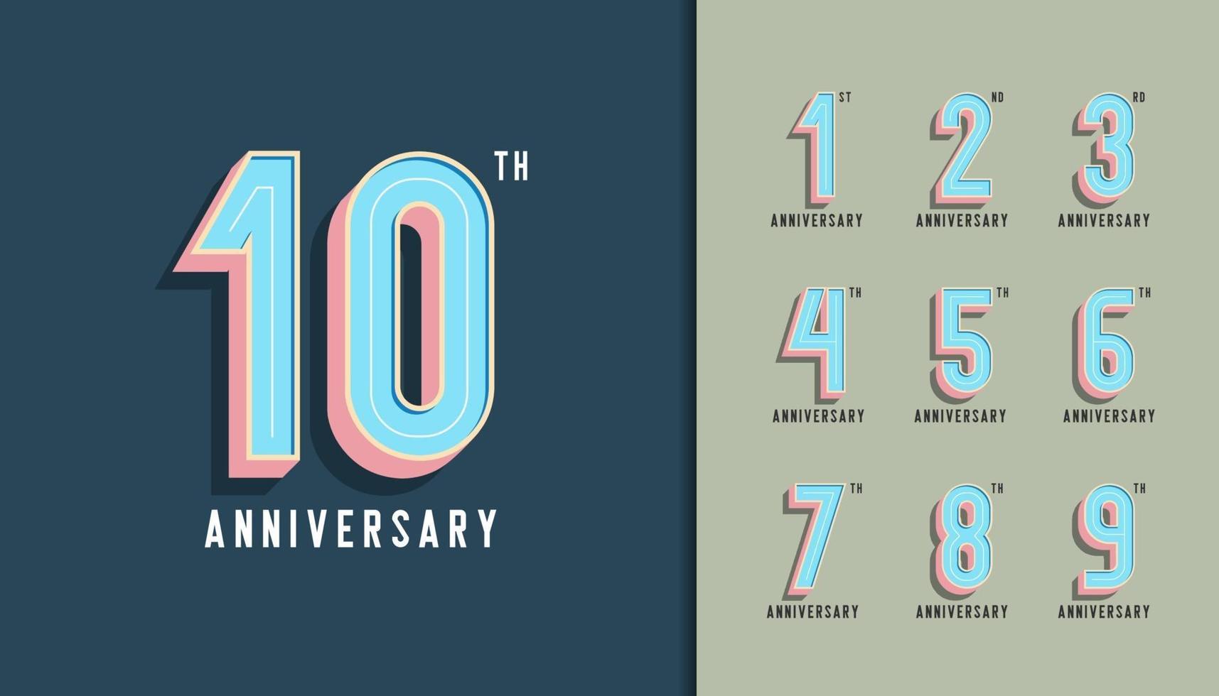 Set of anniversary logotype vector