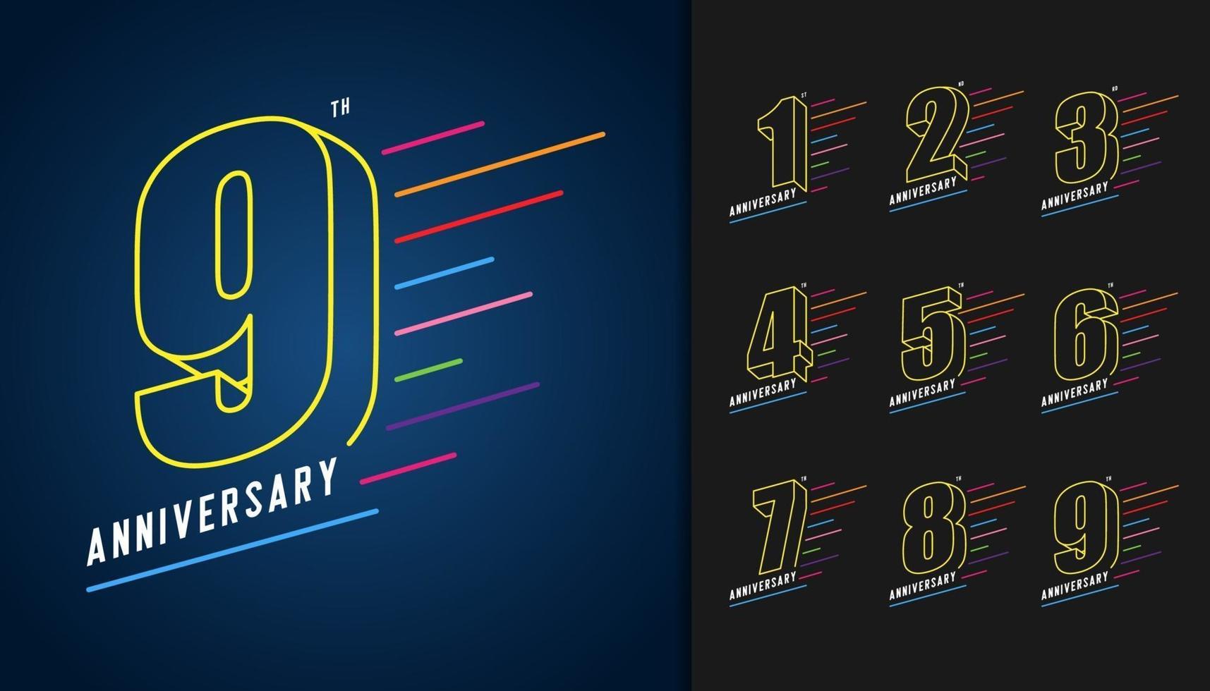 Set of anniversary logotype vector