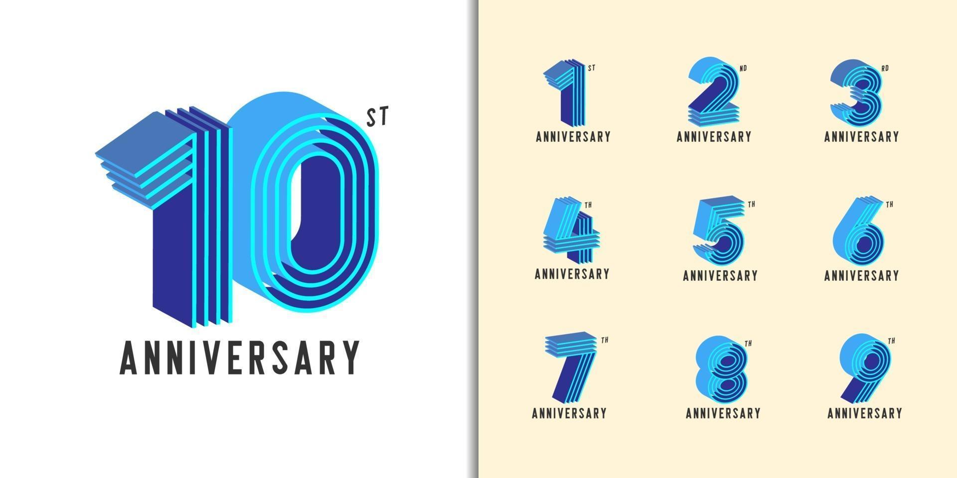 conjunto de logotipo de aniversario vector