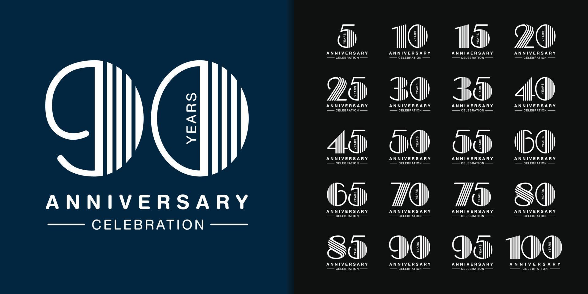 Set of anniversary logotype vector