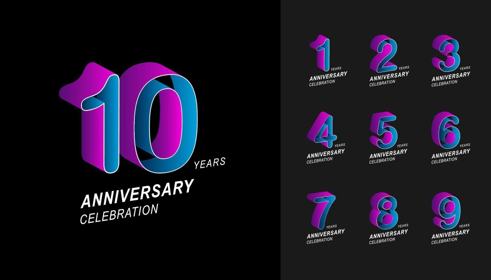 Set of anniversary logotype vector