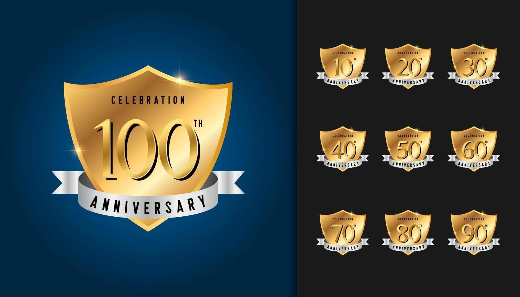 conjunto de insignias de aniversario vector