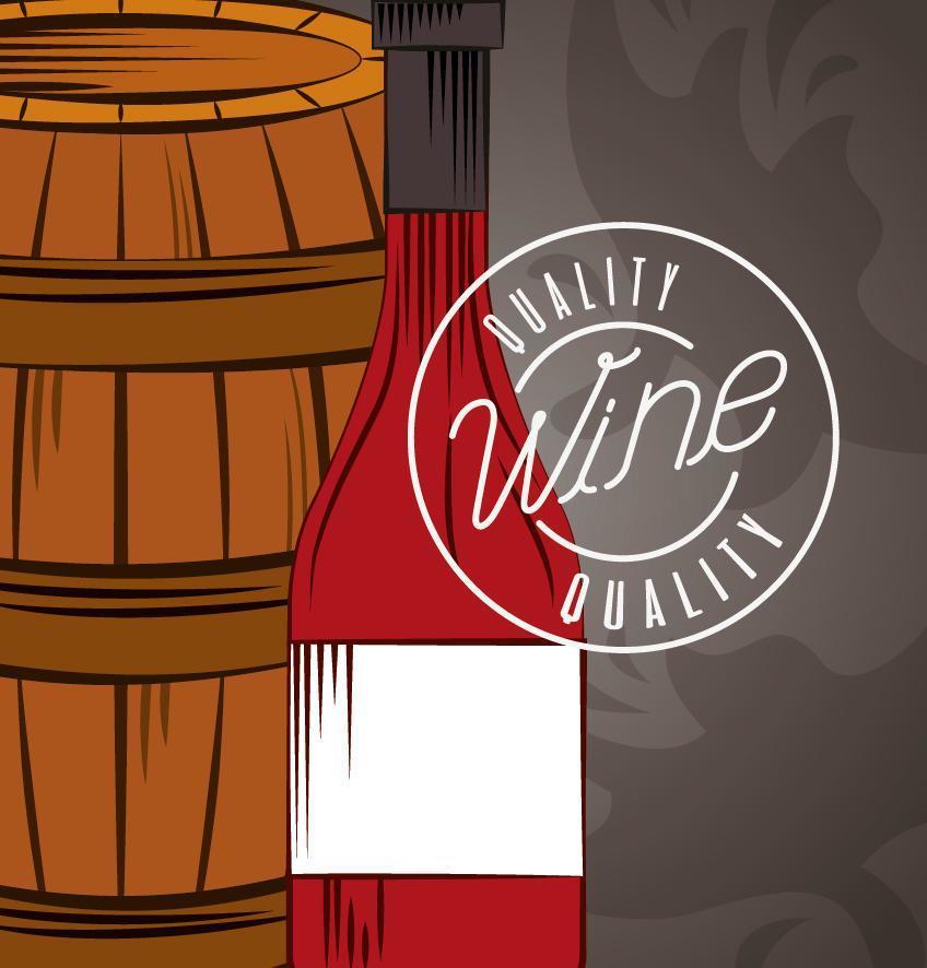 wine house poster with barrel and bottle vector