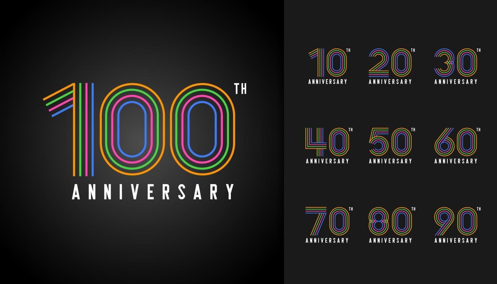 Set of anniversary logotype vector