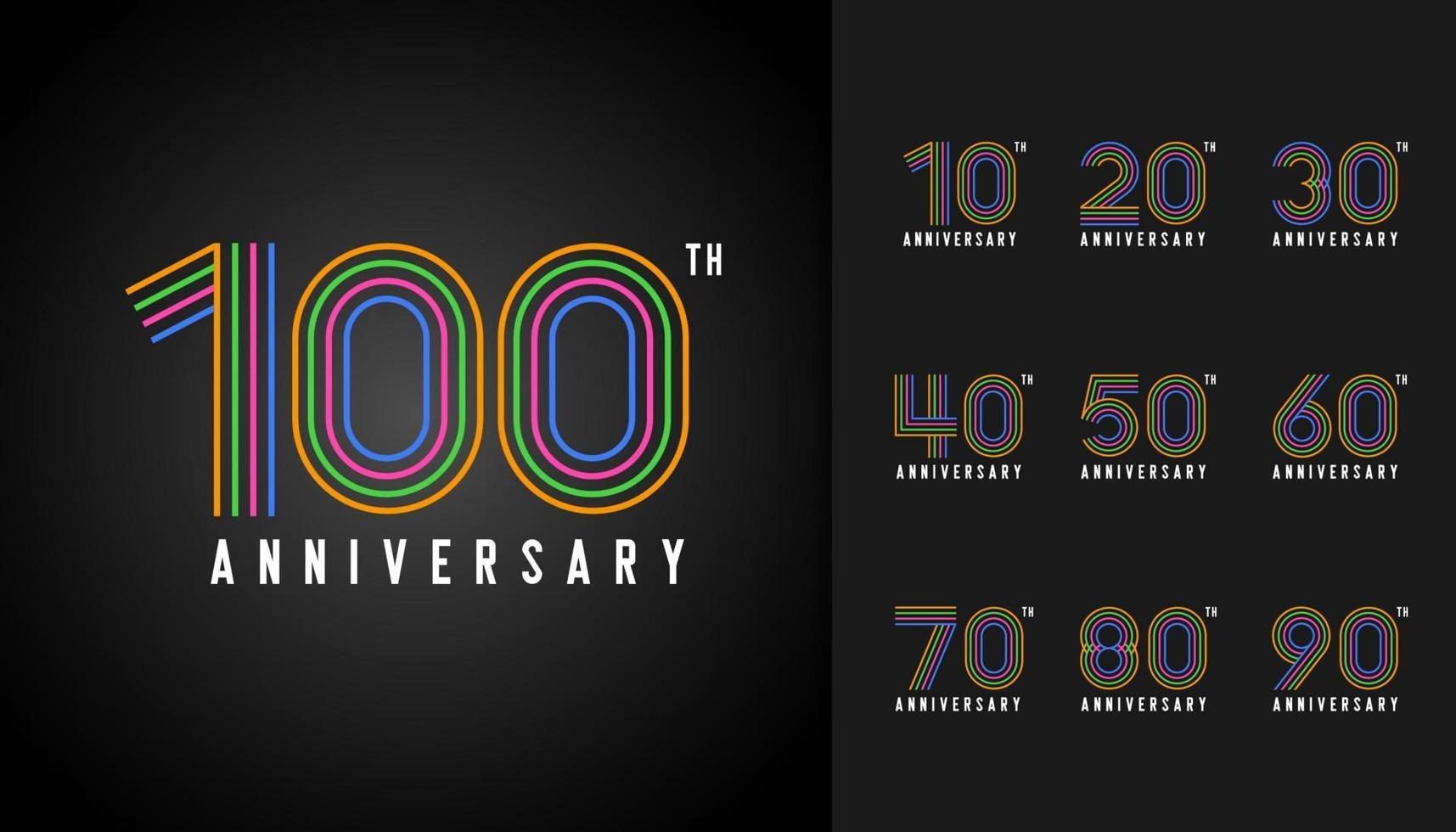 conjunto de logotipo de aniversario vector