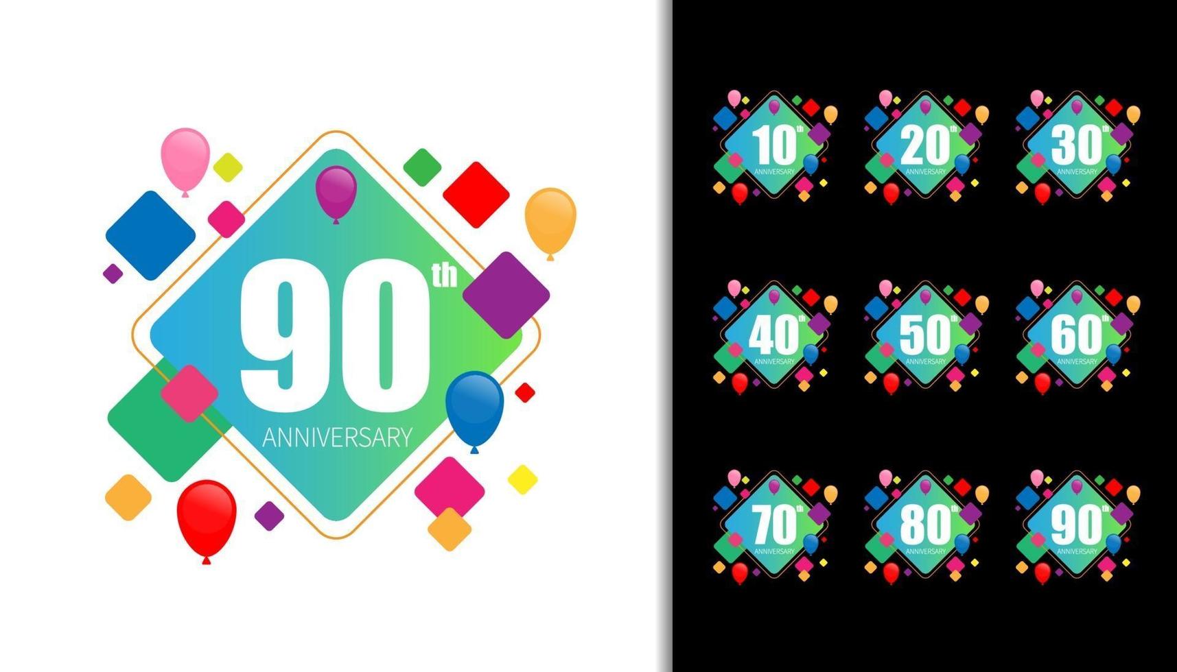 Set of happy anniversary vector