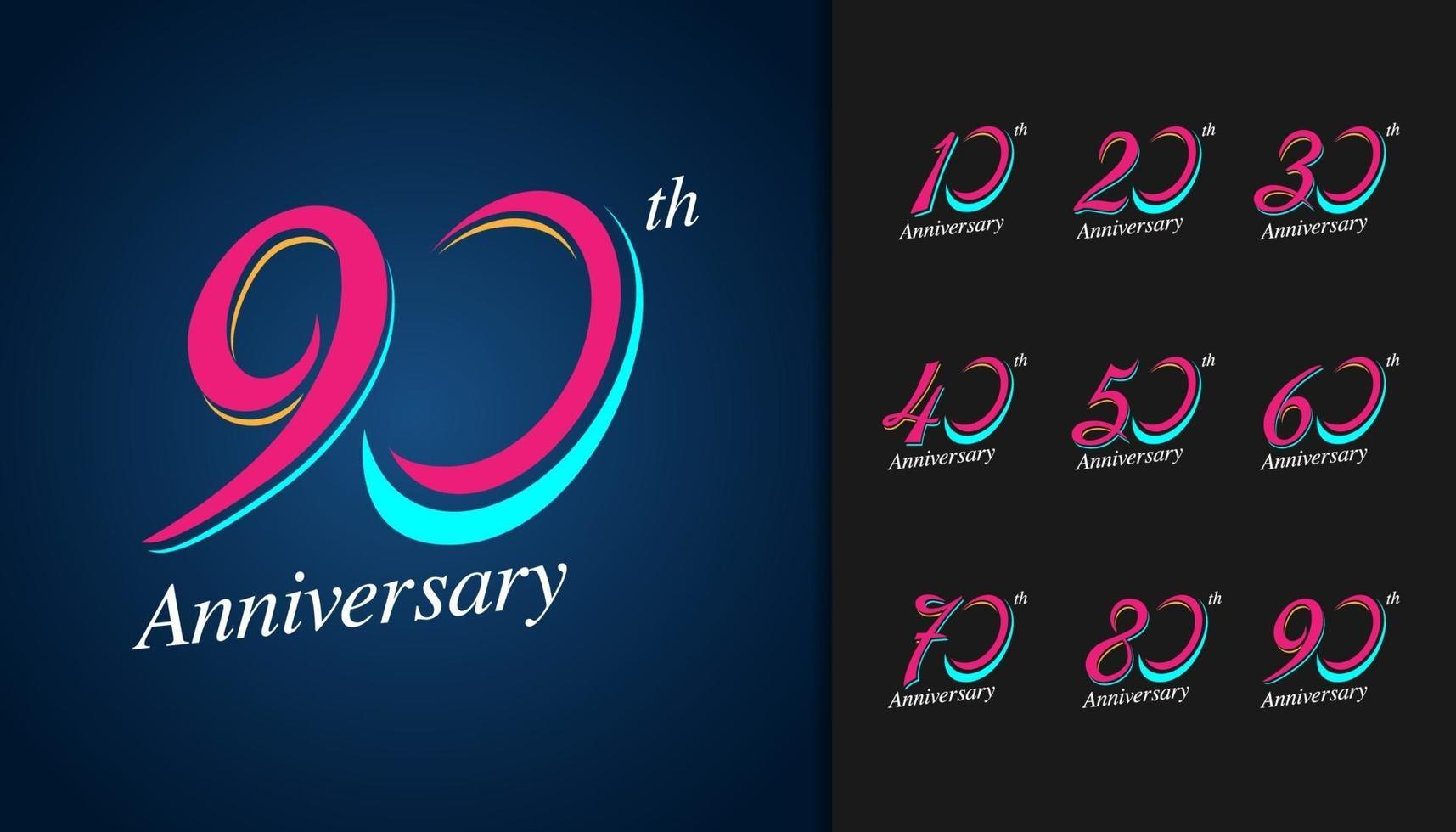 conjunto de logotipo de aniversario vector