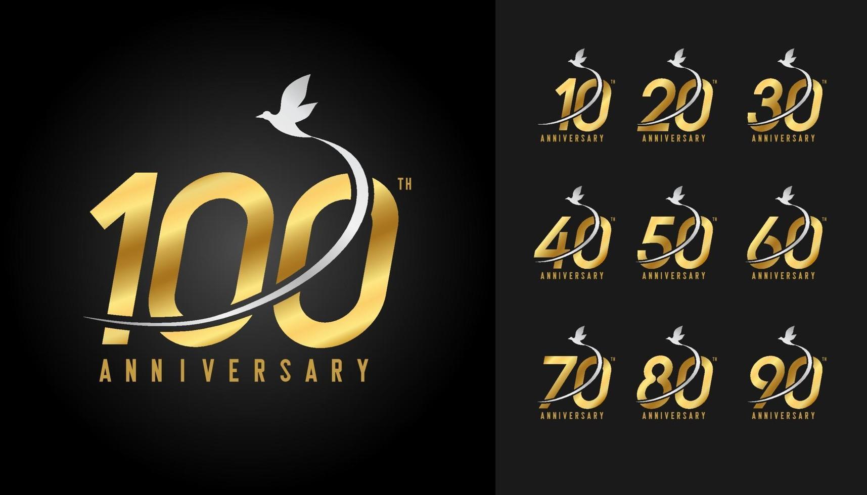 Set of anniversary logotype vector