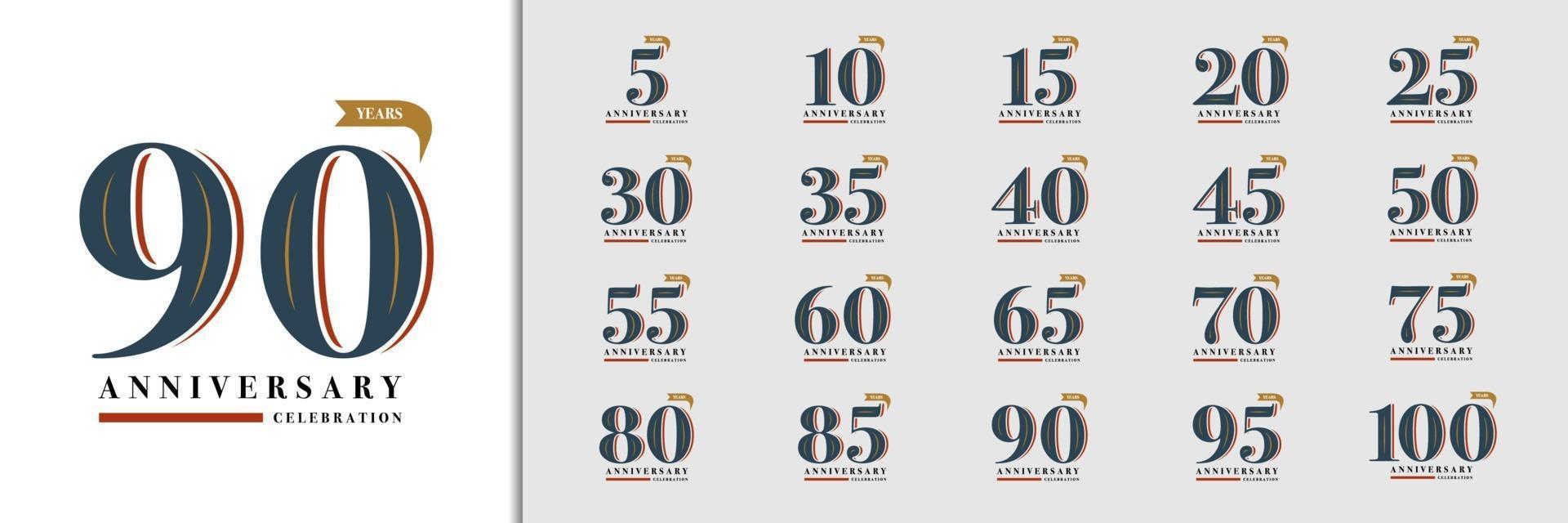 Set of anniversary logotype vector