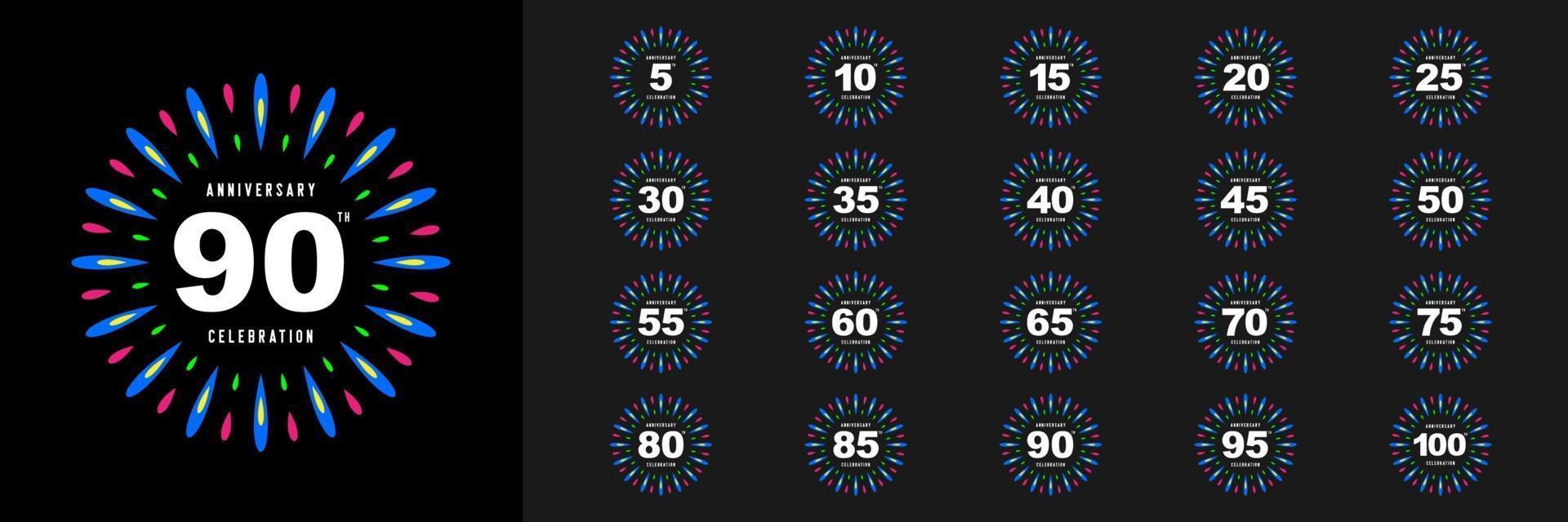 Set of anniversary logotype vector