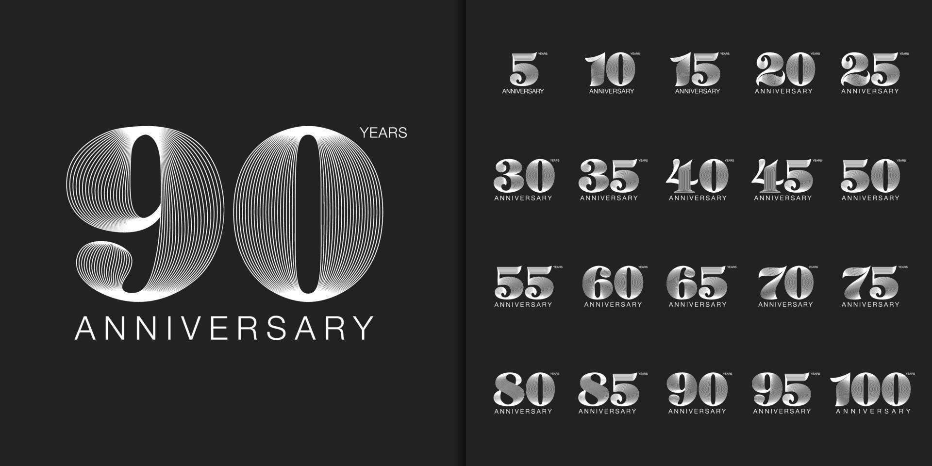 Set of anniversary logotype vector