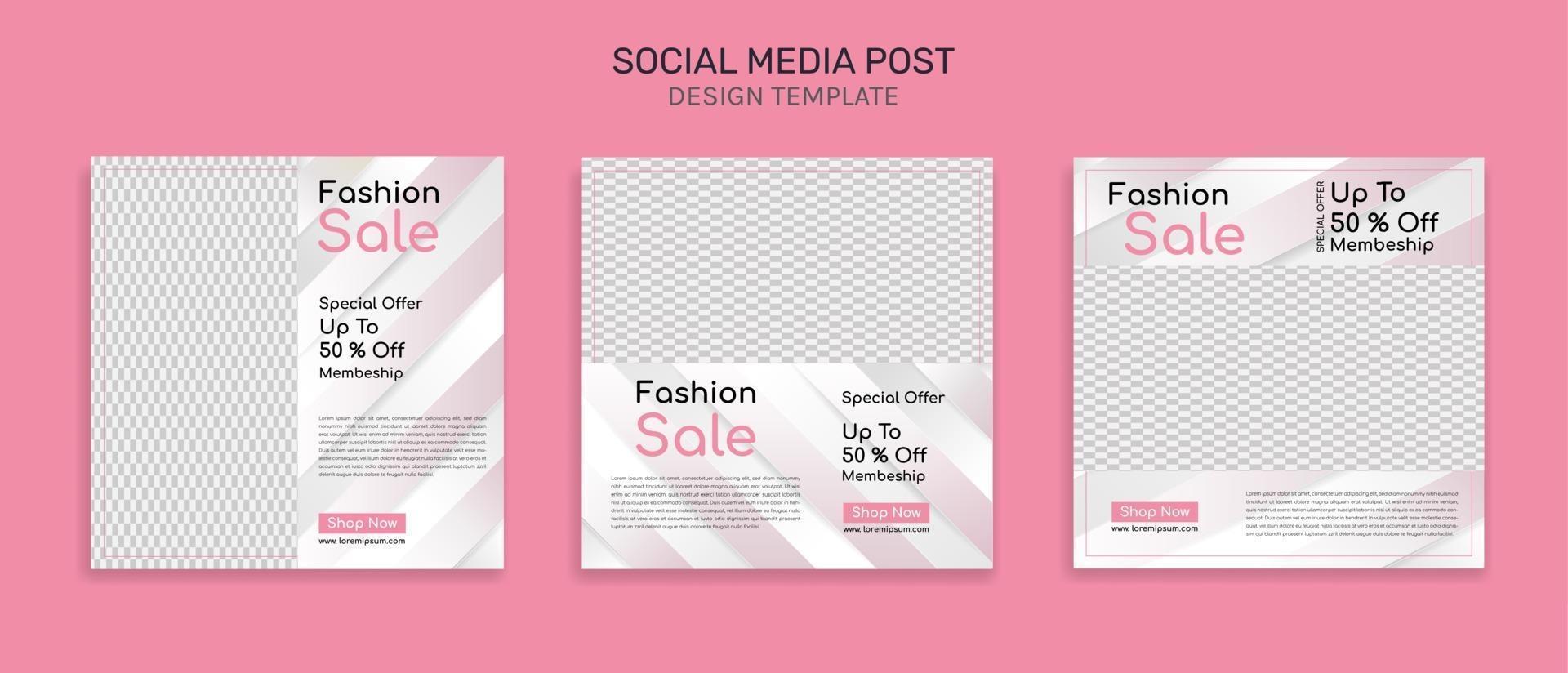 Social media post square design template bundle kit for sale, promotion vector