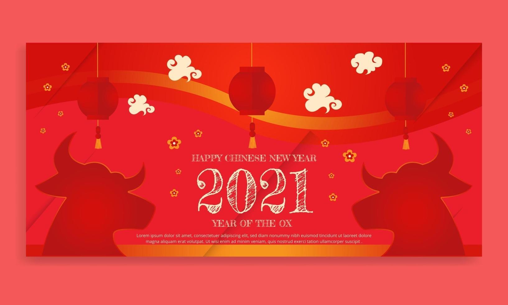 Chinese new year 2021 year of the ox Chinese zodiac symbol poster vector