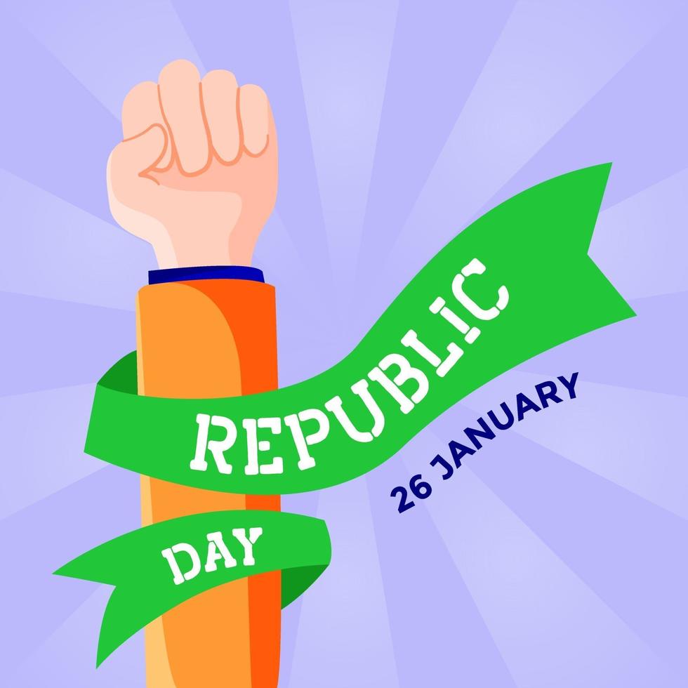 template square banner with hand clenched and ribbon vector