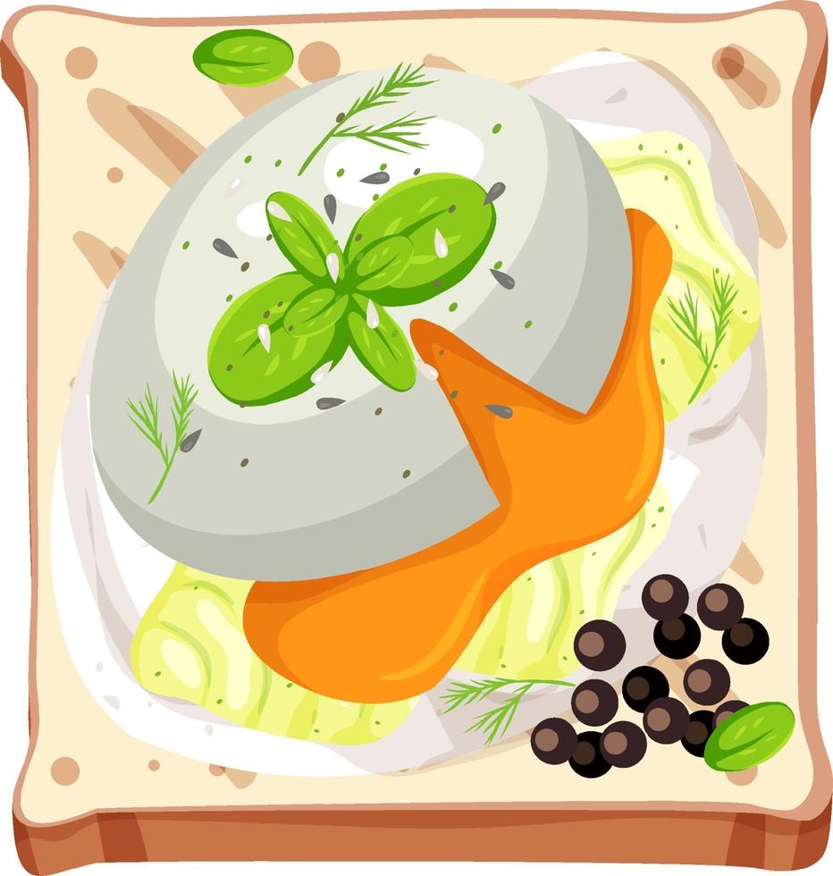 Top view of a bread with topping isolated vector