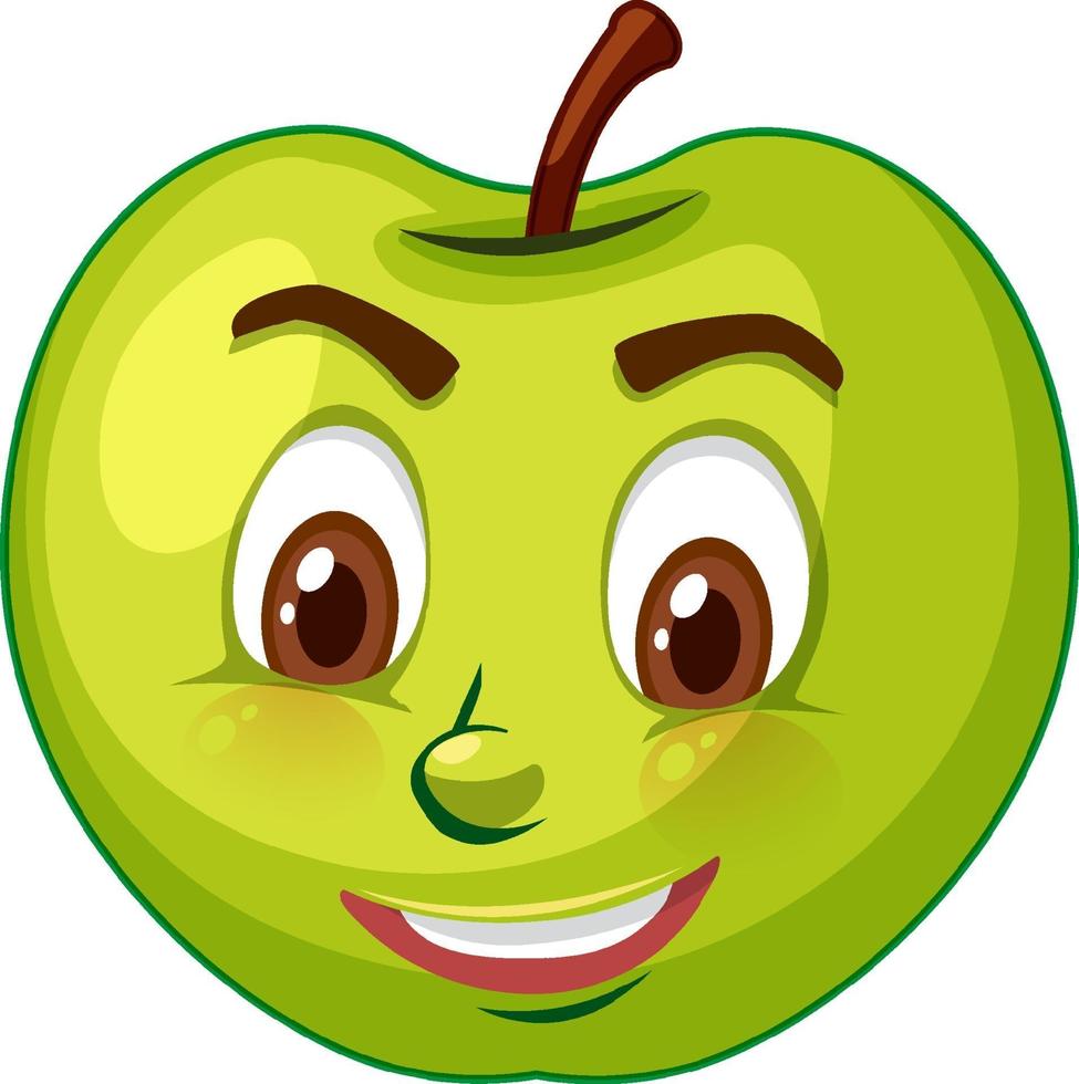 personaje de dibujos animados de manzana con expresión facial vector