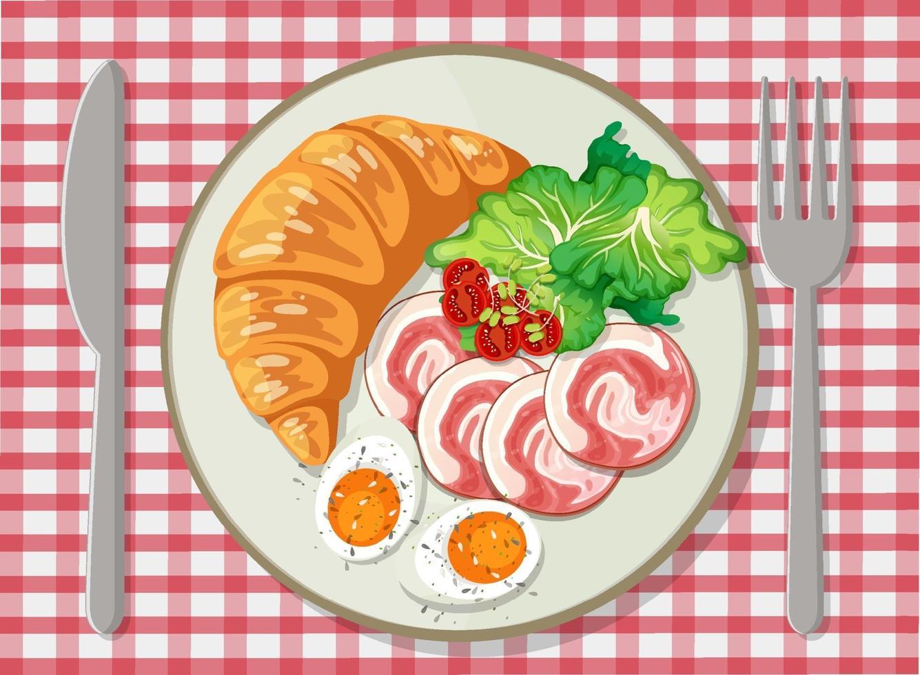 Top view of Breakfast set in a dish vector
