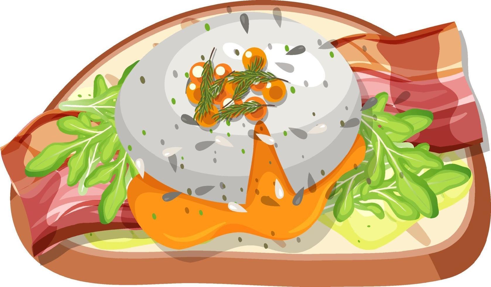 Top view of bread breakfast with topping vector