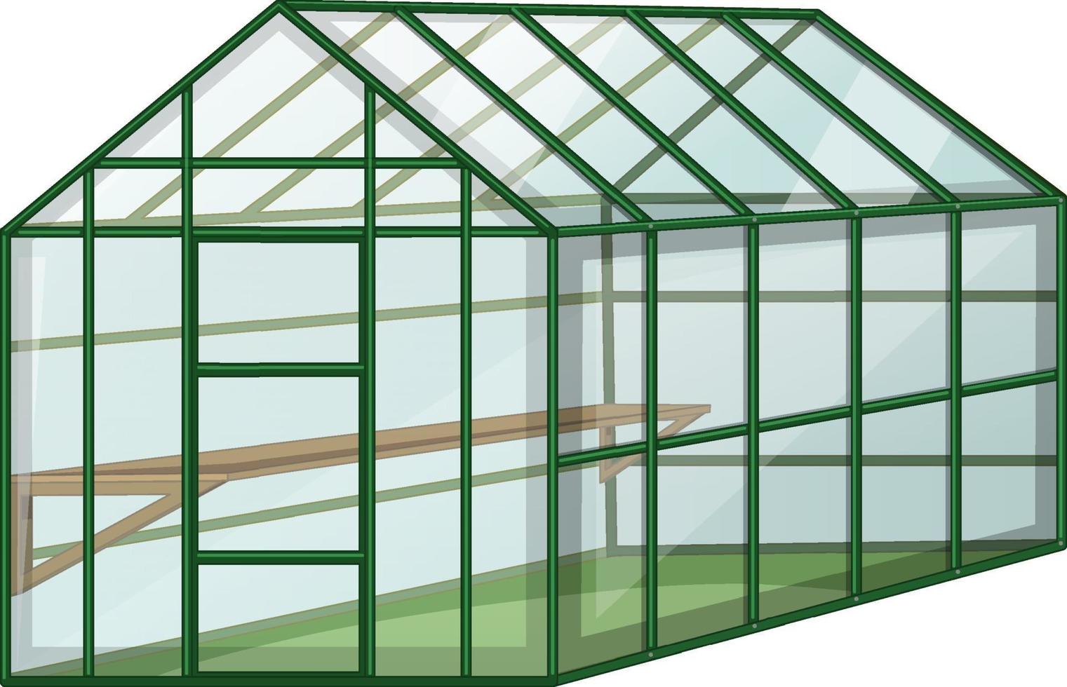 Empty Greenhouse with glass wall on white background vector