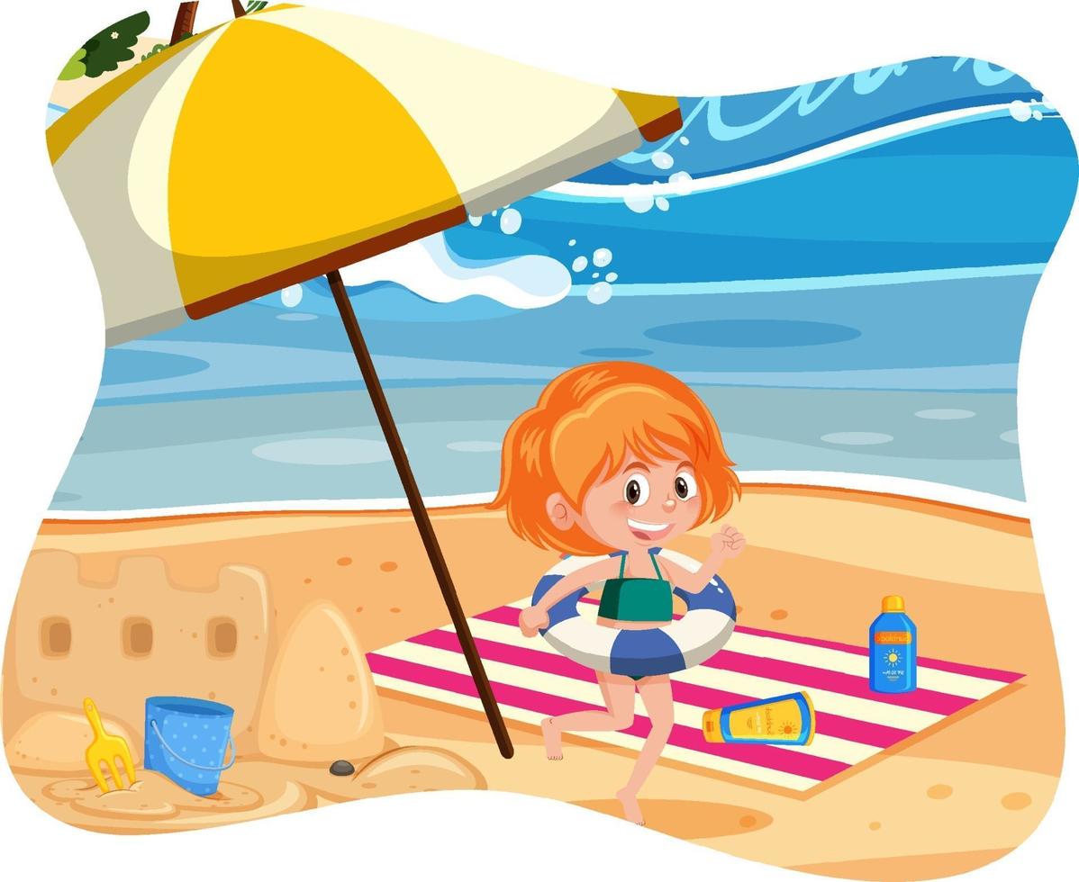 Happy girl at the beach vector