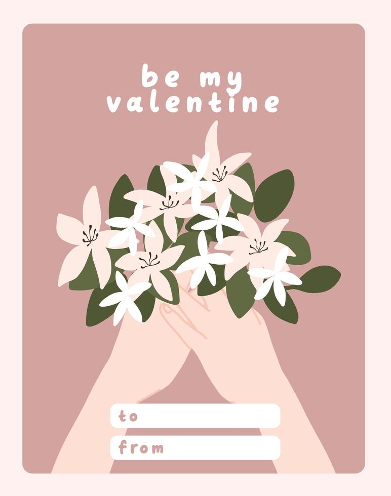 Valentines day card dedication note love letter cute Scandinavian flat design vector