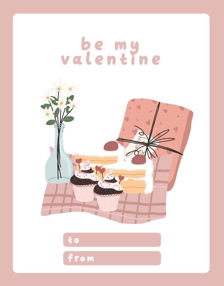 tarjeta del día de san valentín nota de dedicación carta de amor lindo diseño plano escandinavo vector