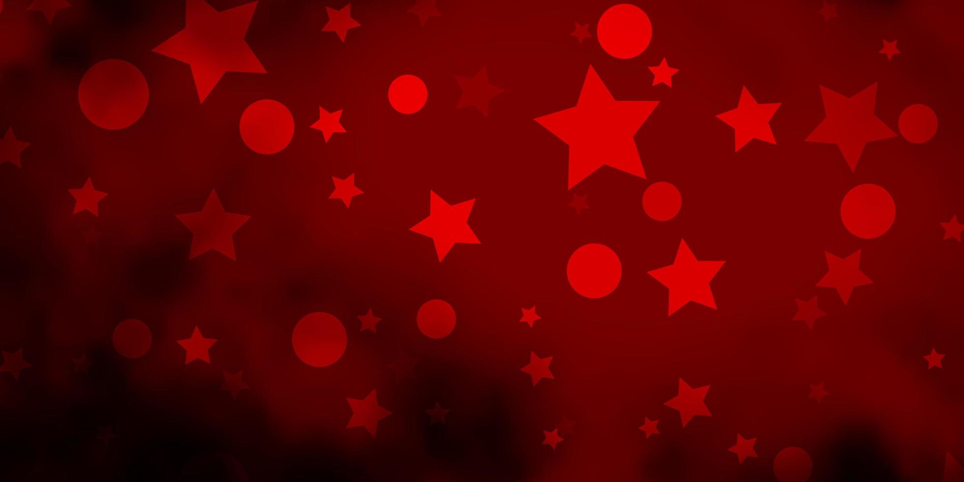 Dark Red vector template with circles, stars.